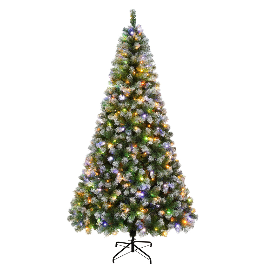 Yexmas 6ft Pre-Lit Green Christmas Tree, 11 Modes Colored LED Lights, Artificial Xmas Tree with Large Storage Bag