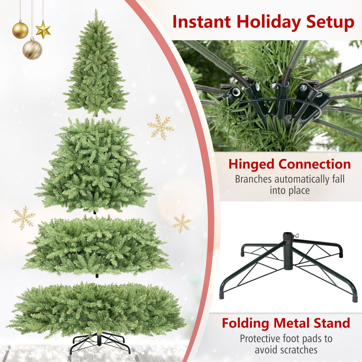 Costway 4 ft Artificial Christmas Tree with 559 Lush PVC Branch Tips & Folding Metal Stand