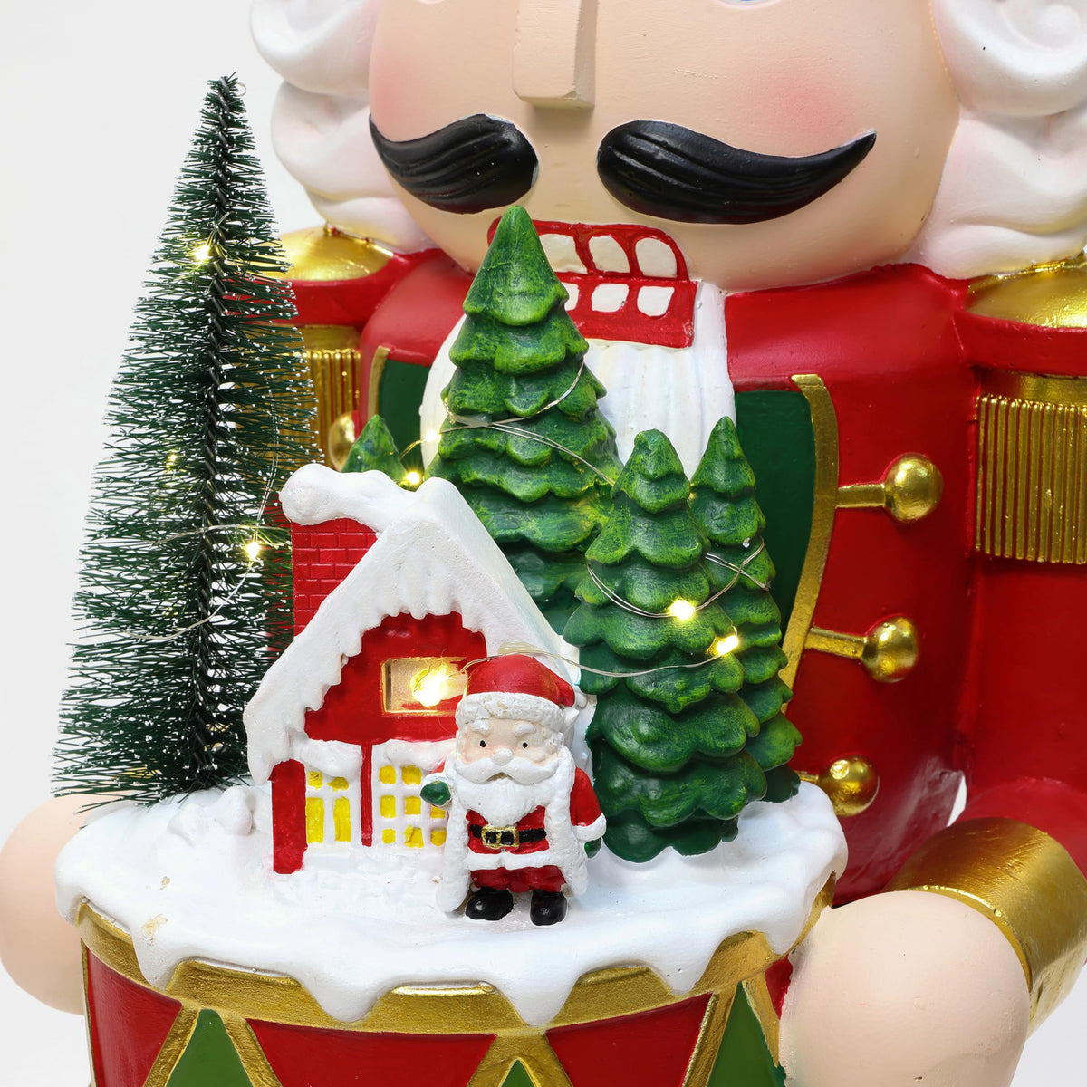 Langford Home Battery-Operated Prelit Nutcracker Soldier Statue Holding Christmas Miniature Landscape