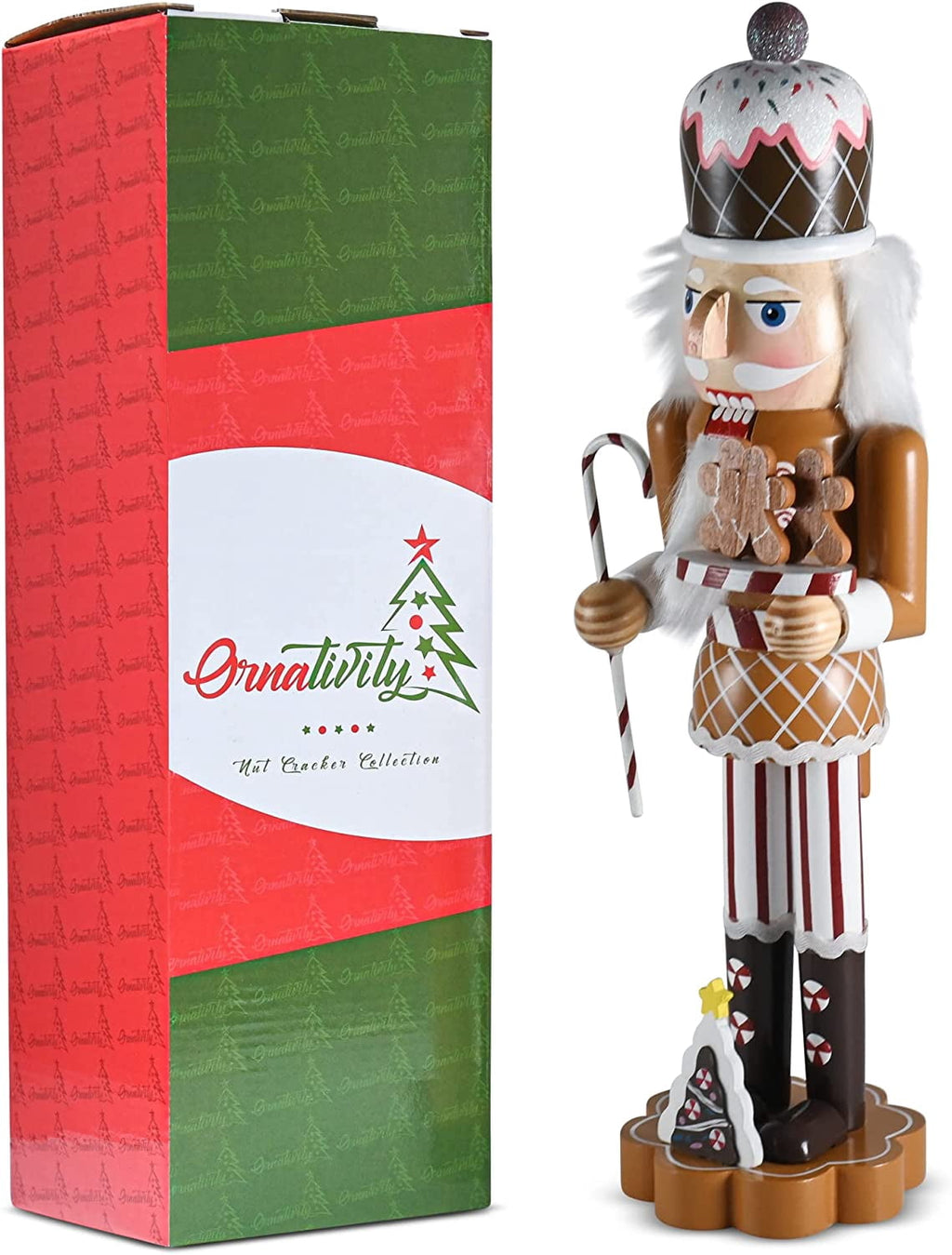 Christmas Candyland Gingerbread Wooden Nutcracker - Candyman with Candycane