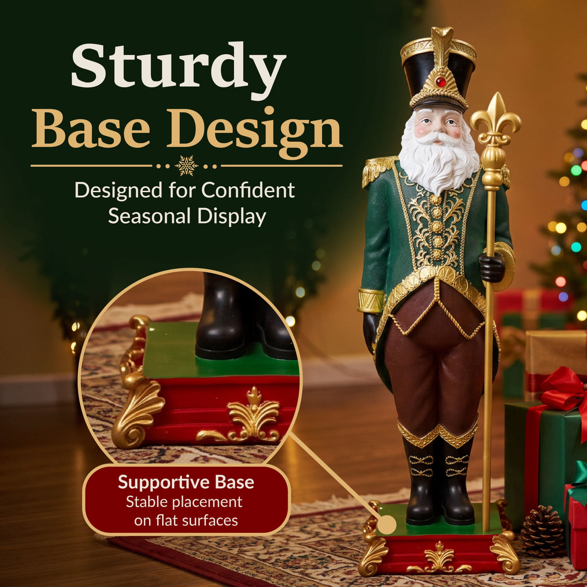 Sunnydaze Green Polyresin Guardian of the North Pole Nutcracker Christmas Statue, 37"