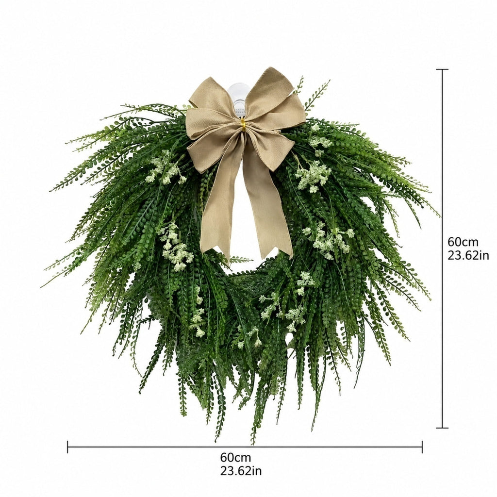 THOPBPRK Artificial Cedar Half Wreath for Front Door Christmas Decorations DIY Holiday with Bow Winter Hanging Ornament for Wall Window Home Decor, 23.6" A