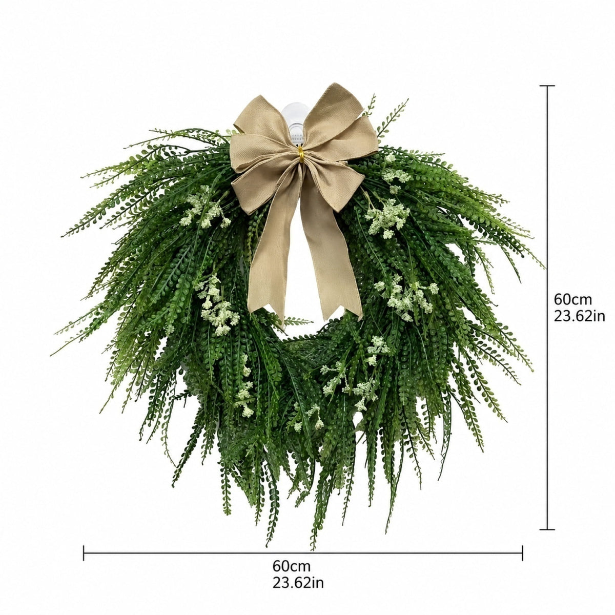 THOPBPRK Artificial Cedar Half Wreath for Front Door Christmas Decorations DIY Holiday with Bow Winter Hanging Ornament for Wall Window Home Decor, 23.6" A