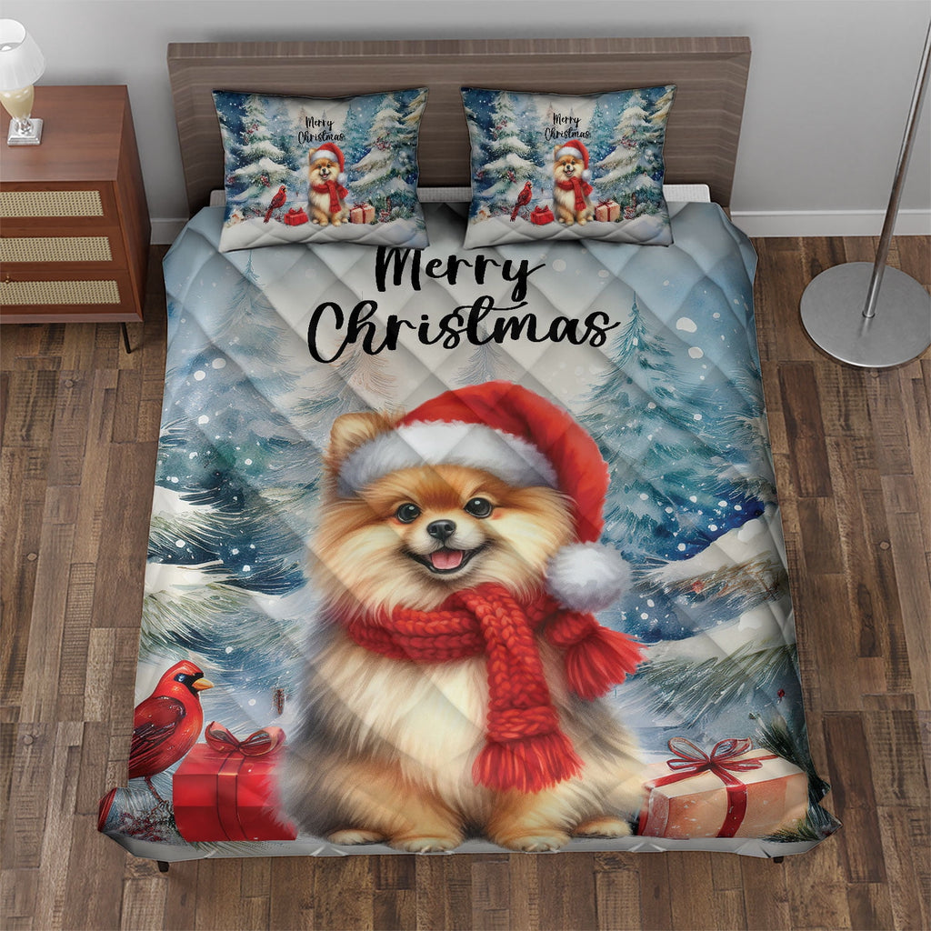 Merry Christmas French Bulldog Enjoys Woofmas Winter Xmas Holiday Quilt Bedding Set Dog Lover Gifts 1 Blanket Bed Cover 2 Pillowcases - 02022