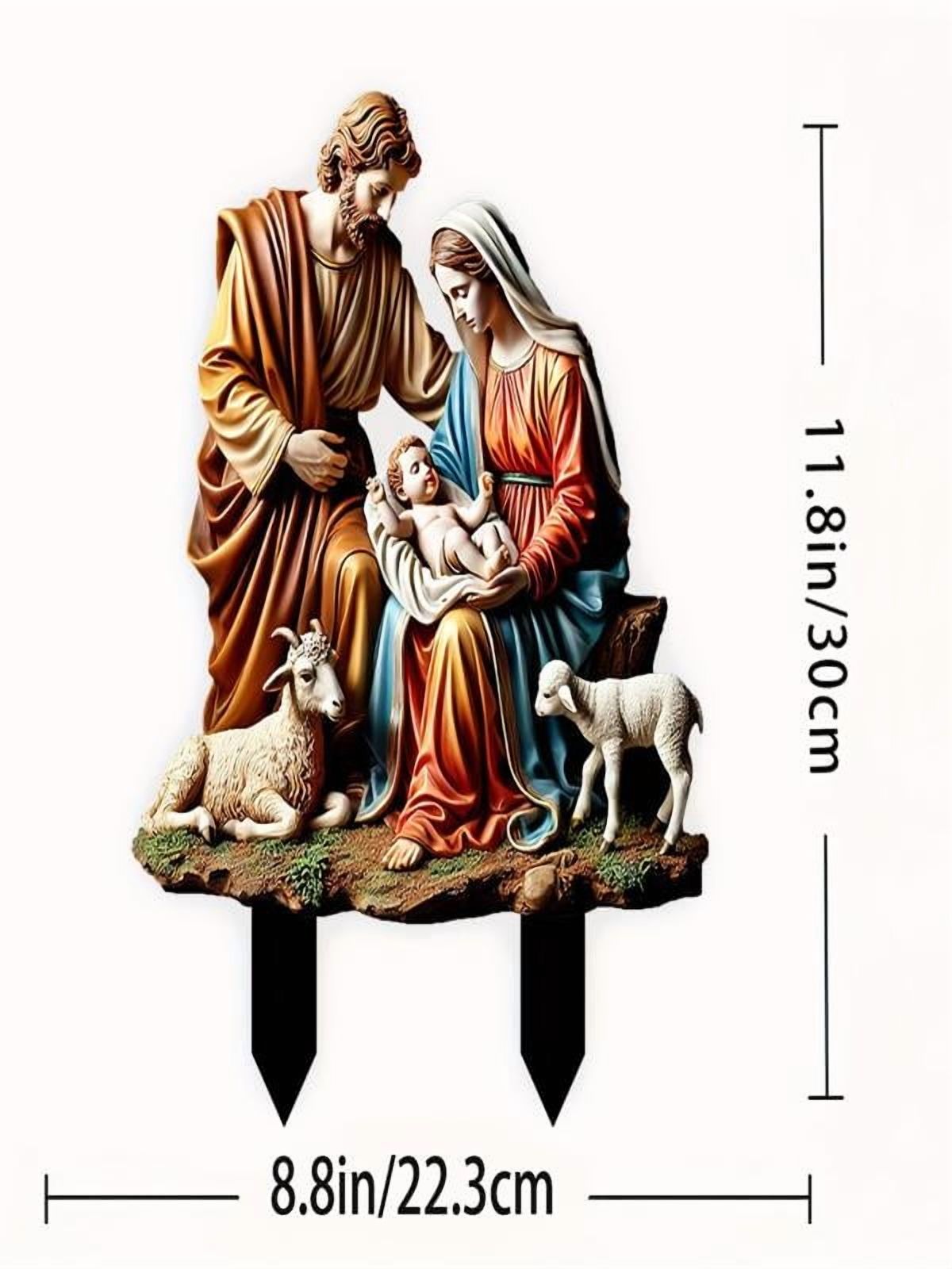 Chamoist Nativity Set,Nativity Scene Indoor,Nativity Sets for Christmas Outdoor,Nativity Scene Christmas Decor,Christmas Nativity Wearresistant Acrylic Ground Insert Pendant Decoration