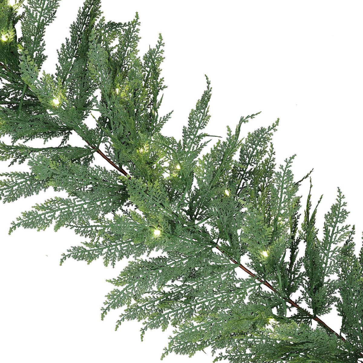 My Texas House Cypress Pre-Lit Warm White LED Artificial Christmas Garland, Green, 9'