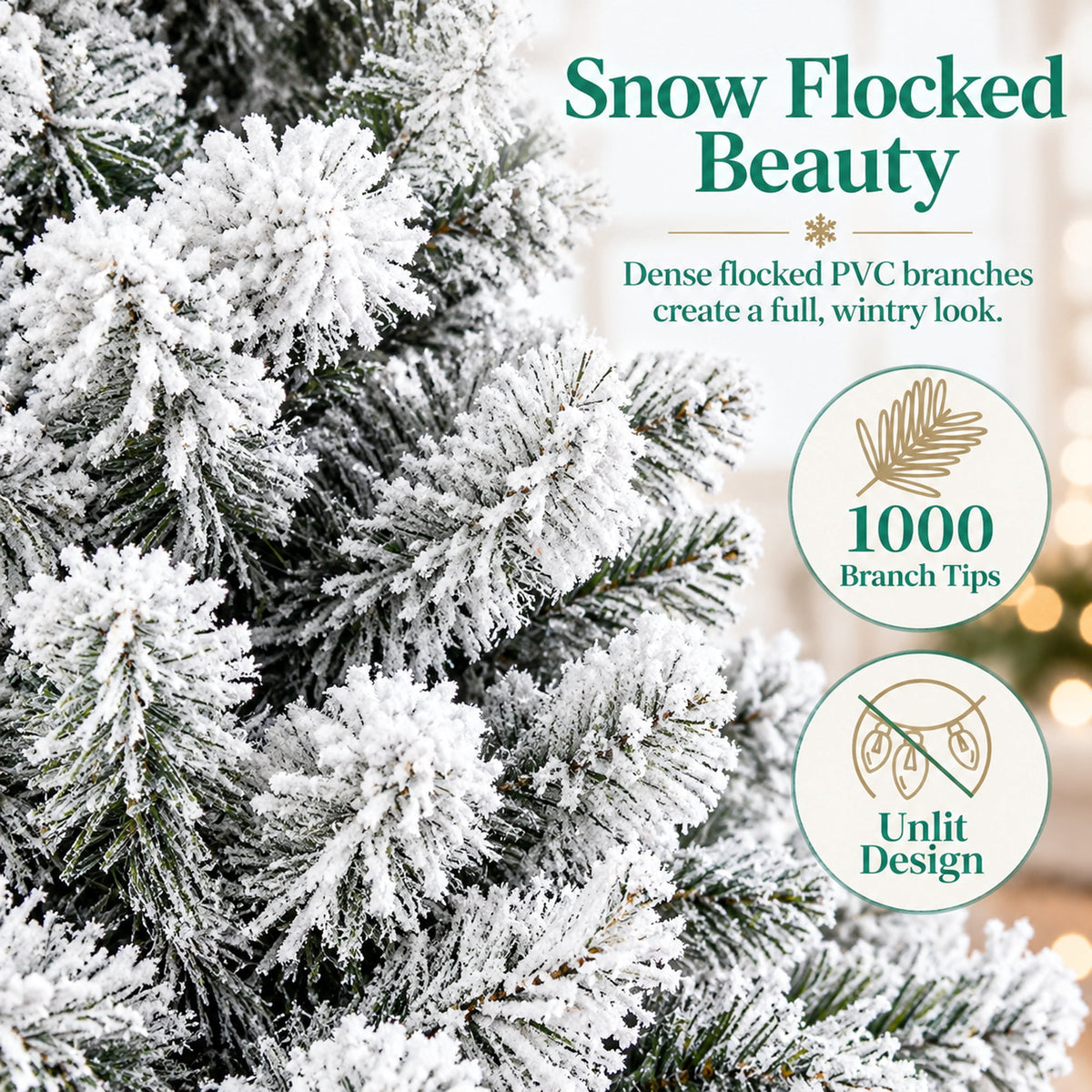 Vebreda Christmas Tree 6ft Artificial Hinged Xmas Tree with 1,000 Branch Tips, Green