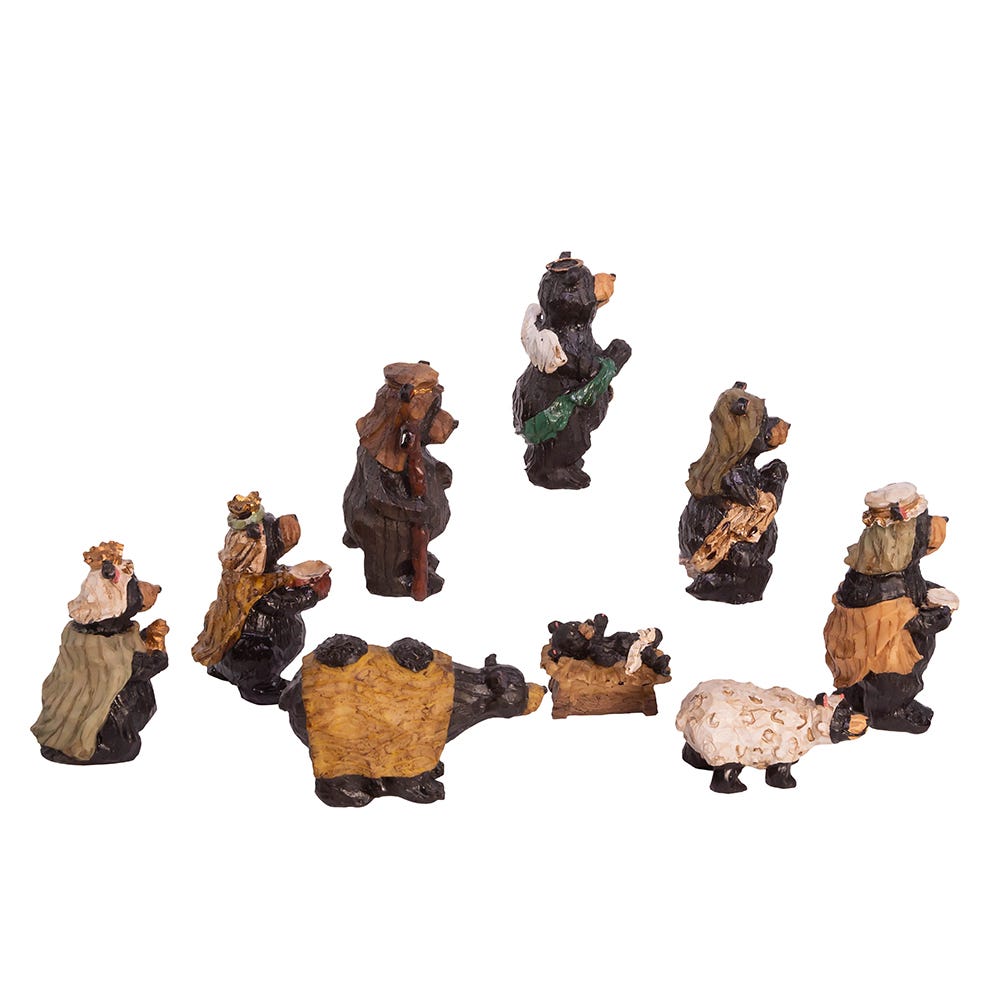 Kurt Adler 4-Inch Resin Nativity Bear Set of 9 Pieces
