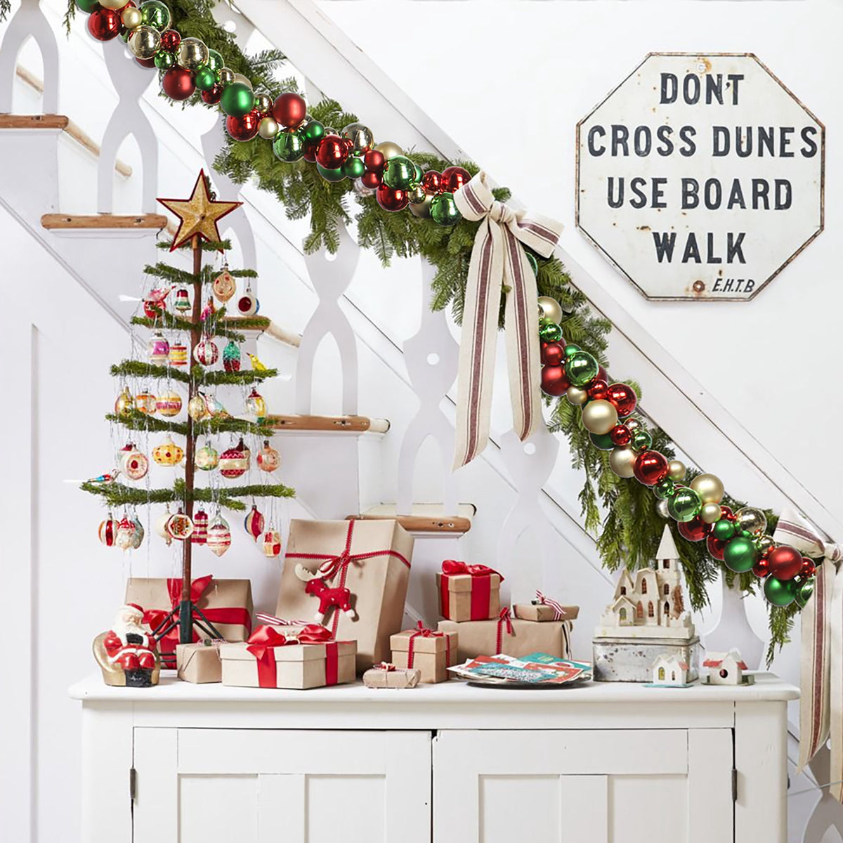6 Ft Christmas Ball Garland Ornaments Shatterproof Xmas Hanging Balls Holiday Party Wedding Christmas Tree Decor Red