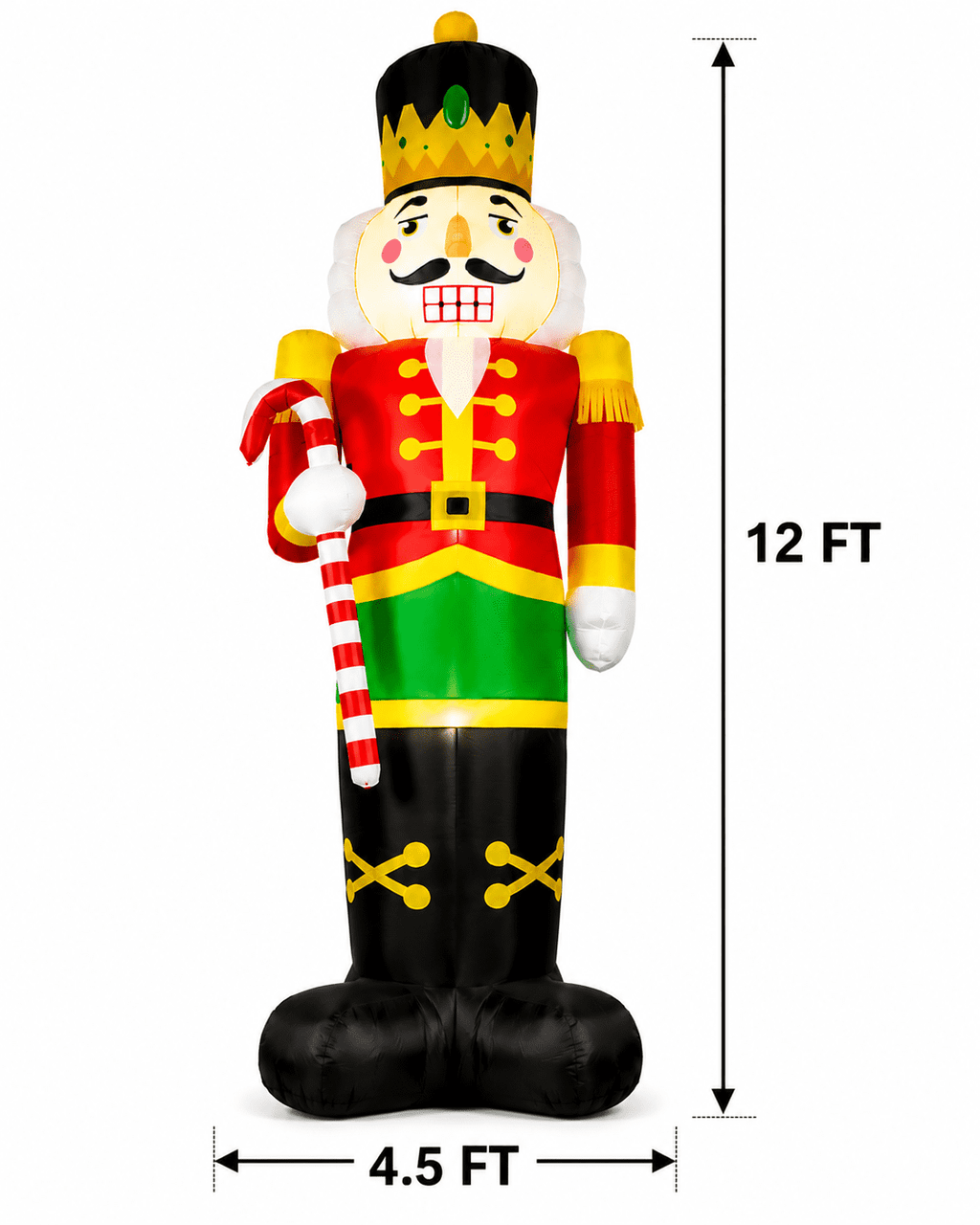 Yexmas 12FT Christmas Inflatable Nutcracker Soldier, Blow Up Yard Xmas Decor with LED Light&Candy Cane for Holiday Party Lawn Garden Outdoor Decor