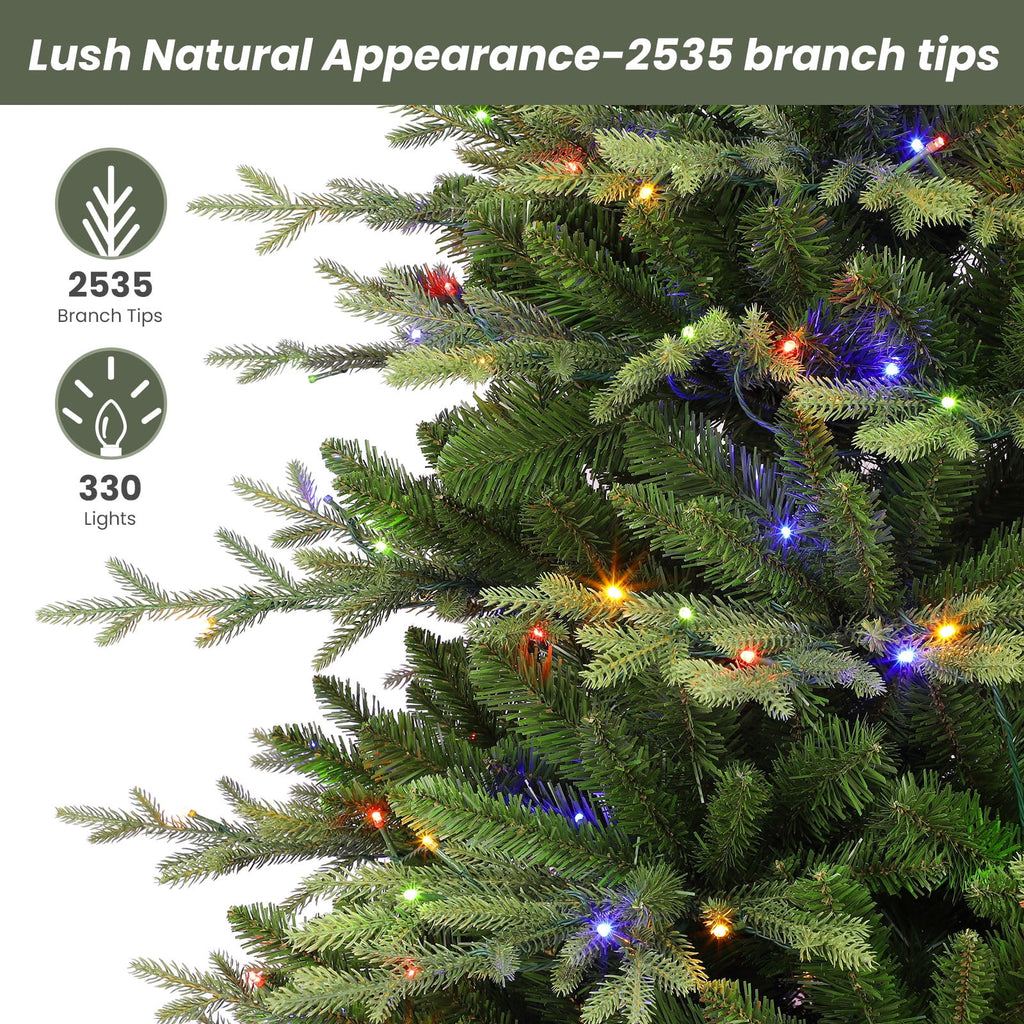 Lolsea 7ft Prelit Aspen Noble Fir Artificial Christmas Tree with Realistic PE Foliage, Warm White & Multi-Color Lights and Remote Control