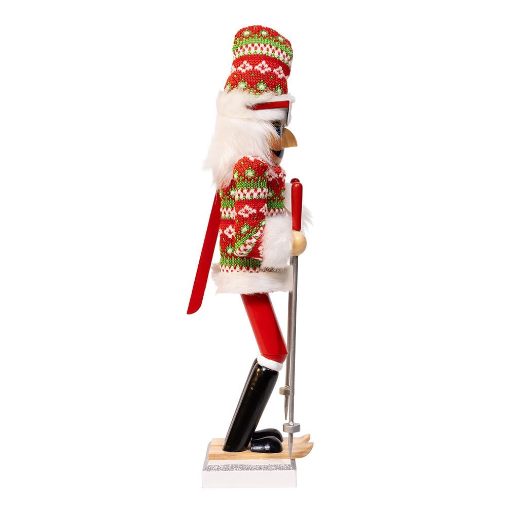 Kurt Adler 15-Inch Ski Santa With Christmas Sweater Nutcracker