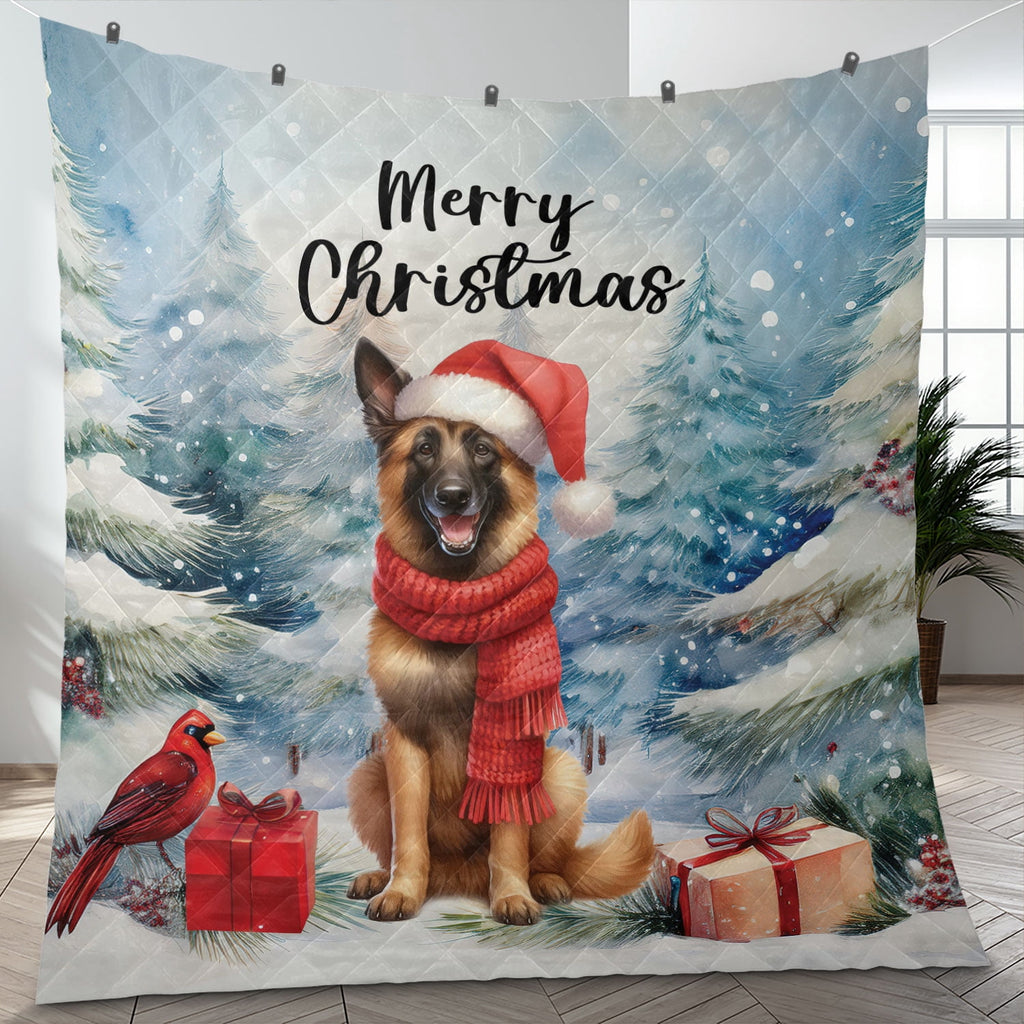 Merry Christmas French Bulldog Enjoys Woofmas Winter Xmas Holiday Quilt Bedding Set Dog Lover Gifts 1 Blanket Bed Cover 2 Pillowcases - 02022