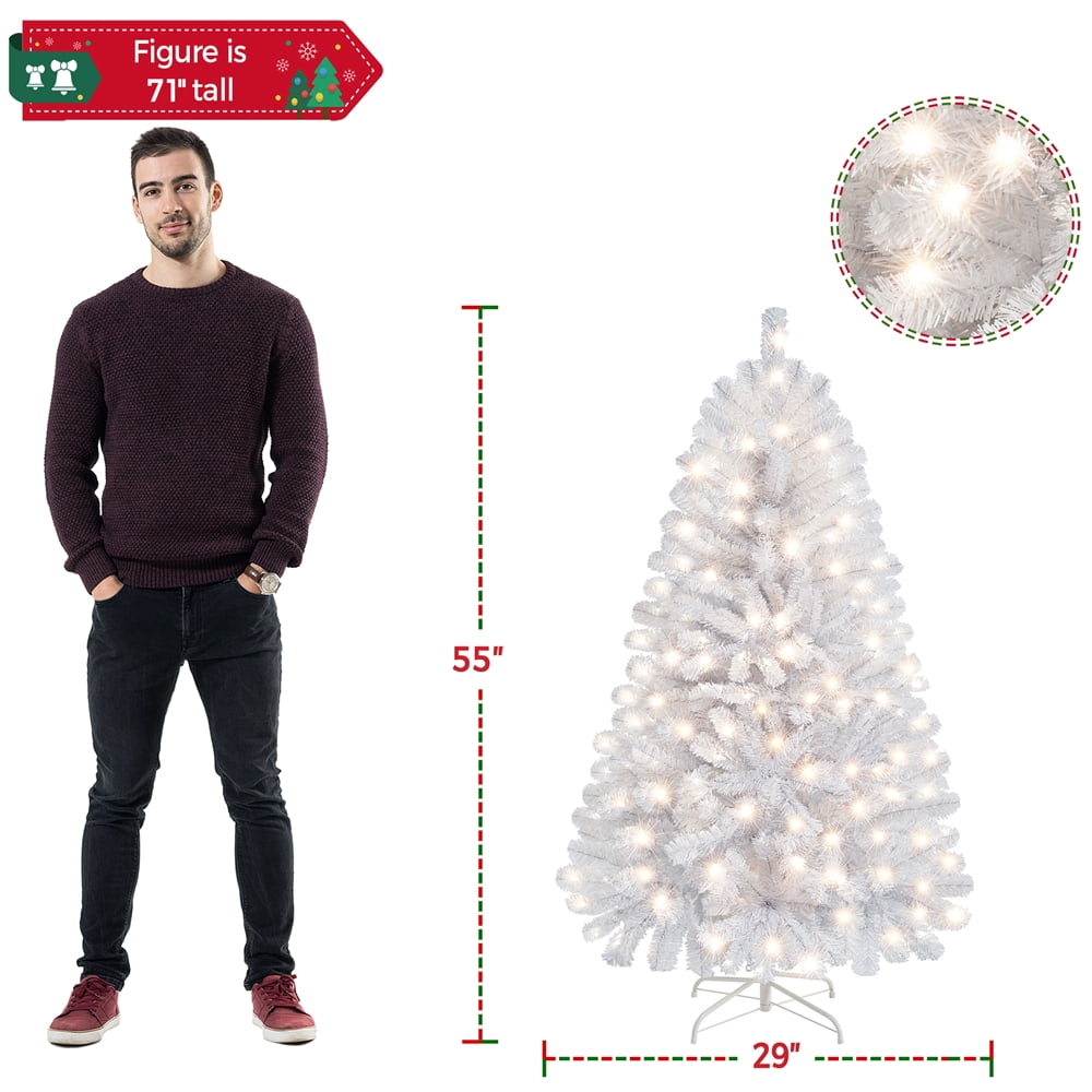 Alden Design 4ft Pre-lit Artificial Christmas Tree with 70 Incandescent Lights, Pink