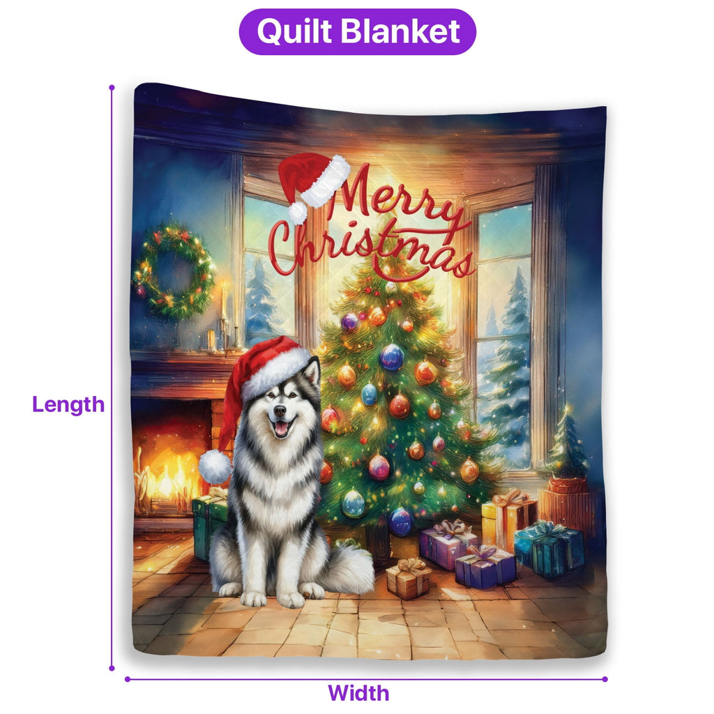 Merry Christmas French Bulldog Santa Hat Xmas Tree Winter Holiday Quilt Bedding Set Dog Lover Gifts 1 Blanket Bed Cover 2 Pillowcases - 01013