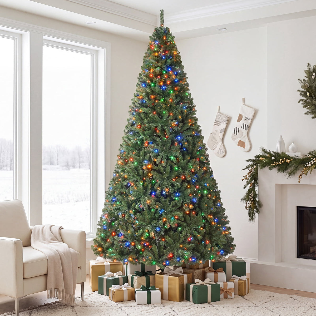 Costway 4 FT Pre-Lit Artificial Christmas Tree with 296 Dense Branch Tips, 100 LED Lights