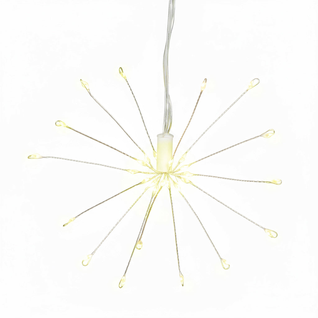 Indoor/Outdoor 6-Count LED 8-Function Starburst Christmas String Lights, Warm White, Transparent Wire, 7.5', by Holiday Time
