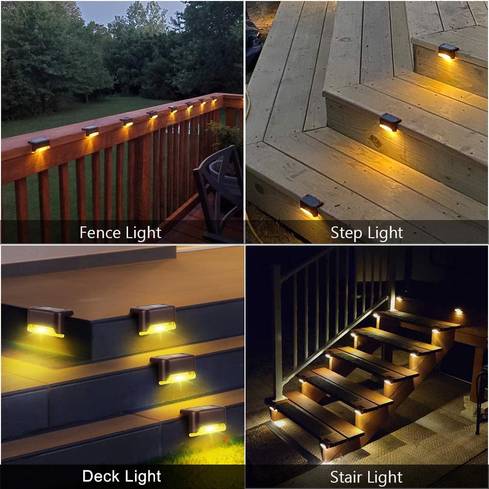 SZRSTH Solar Outdoor Lights Waterproof 16PCS LED Solar Step Deck Lights Decor for Stairs Fence Yard Patio Pathway -Warm White