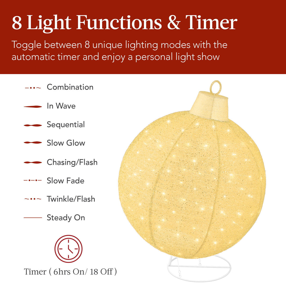Best Choice Products 2pc Lighted Pop-Up Christmas Ornaments Outdoor Holiday Decoration w/ 180 LED Lights - Red/Green