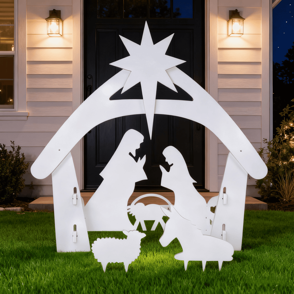 OverPatio Large Holy Family Christmas Decorations Outdoor Nativity Sets for Christmas, Weatherproof Lawn Nativity Scene Yard Display