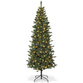 6ft/7.5ft/9ft Pencil Christmas Tree with LED Lights & Metal Stand, Pre-Lit Slim Artificial Holiday Trees,Christmas Decorations for Office,Home,Holiday