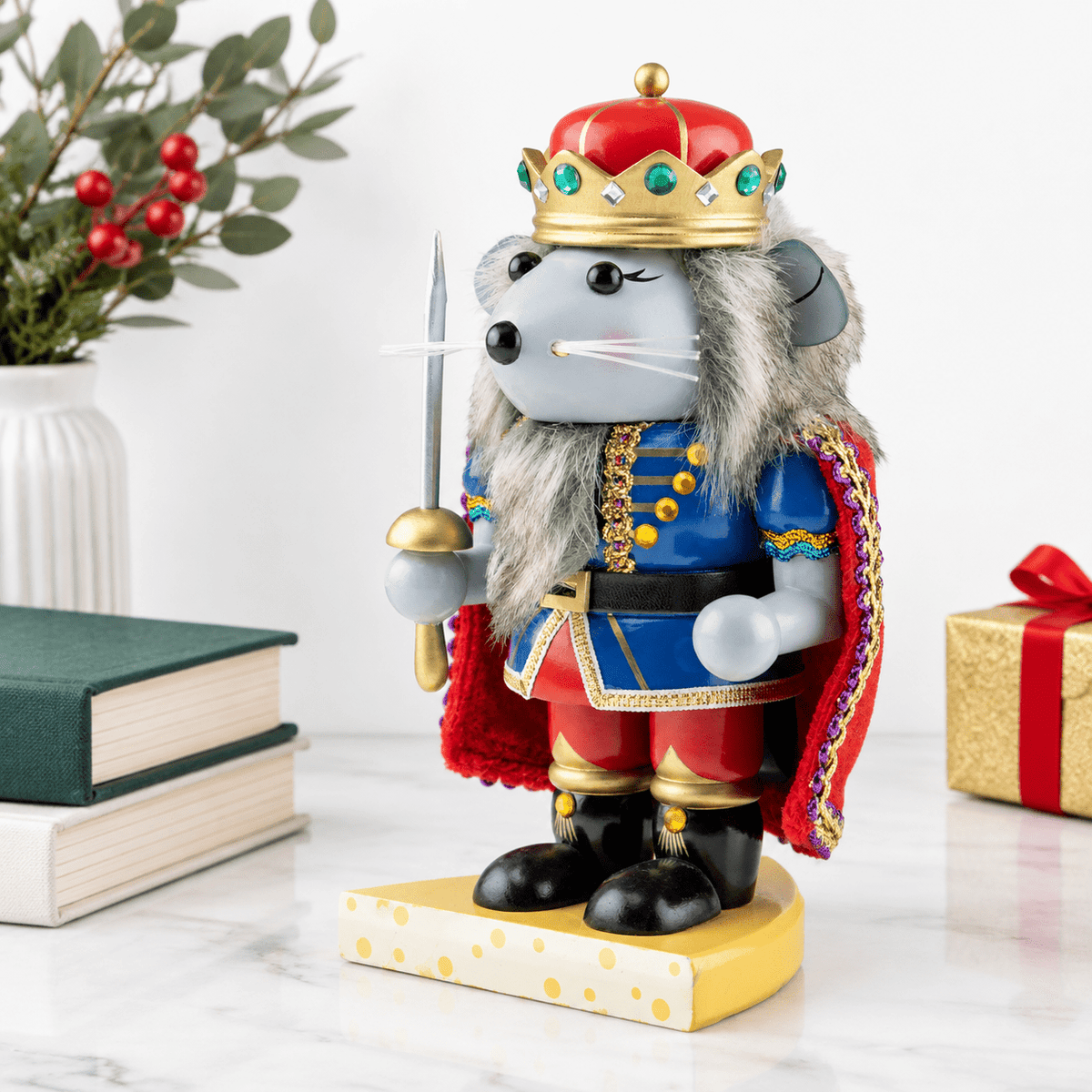 7 Inch Mouse King Traditional Wooden Nutcracker Festive Christmas Decor