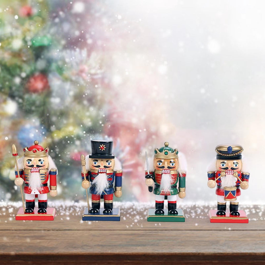 FVDPWYE 4 Pieces Christmas Nutcracker Puppet Gift Decor Party Favors Wooden Traditional