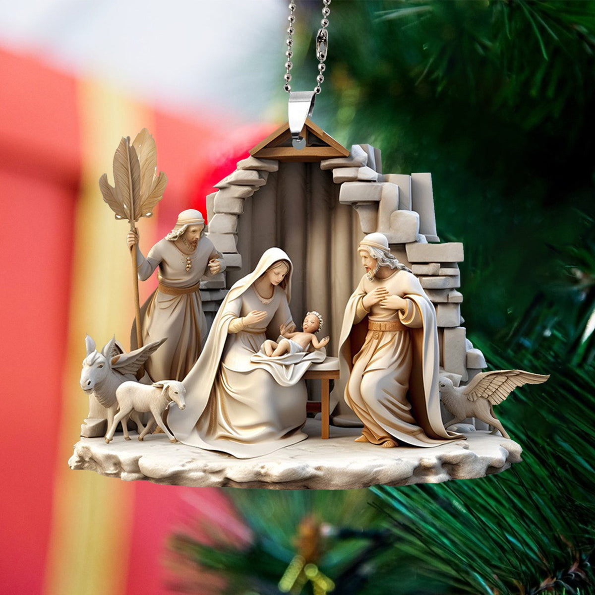 AuroraX Modern Christmas Decoration Hanging Acrylic Christmas Nativity Sets Neutral 2025 Decorative Nativity for Christma Tree,Home Decor