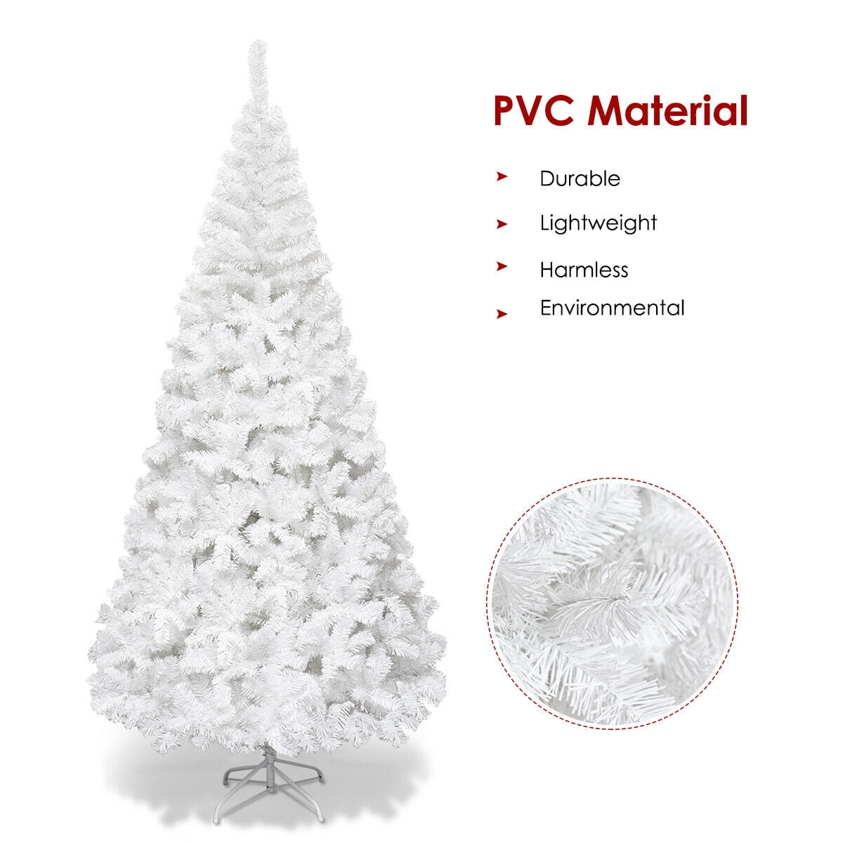 Costway 7Ft Artificial Xmas Tree Stand Christmas Decoration White
