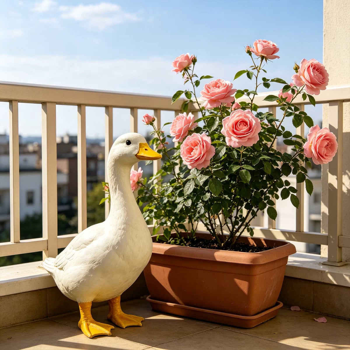 CHJK Hand-Painted Large Porch Goose Statue, Eye-catching Christmas Resin Goosey Ornaments Figurine, Compact Tabletop Ideal For Holiday Parties And Family Decor Must Have Christmas Gift