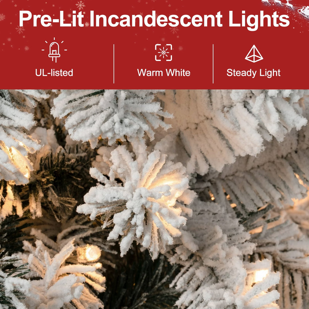 Makeatree 6 ft Pre-Lit Pencil Christmas Tree, Green Slim Skinny Spruce Xmas tree Holiday Decoration with 150 LED Lights, Metal Hinges & Foldable Base
