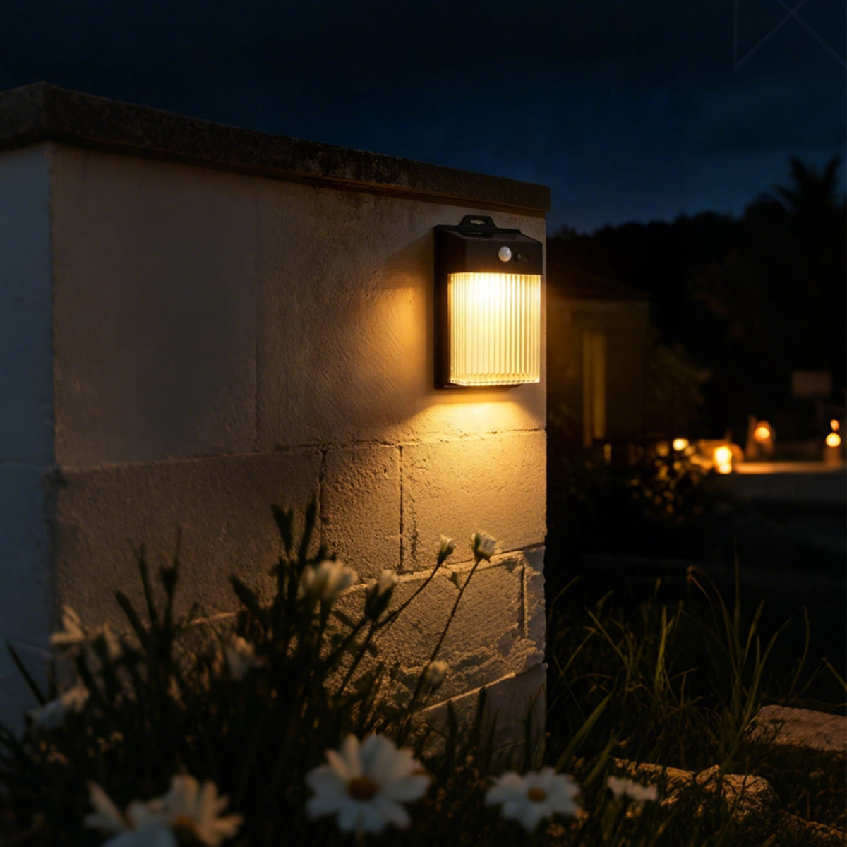 Rirool 8 Pack Solar Fence Lights Outdoor Waterproof, Motion Sensor Solar Wall Lights for Patio Backyard Fence Deck Porch Pathway, Warm White