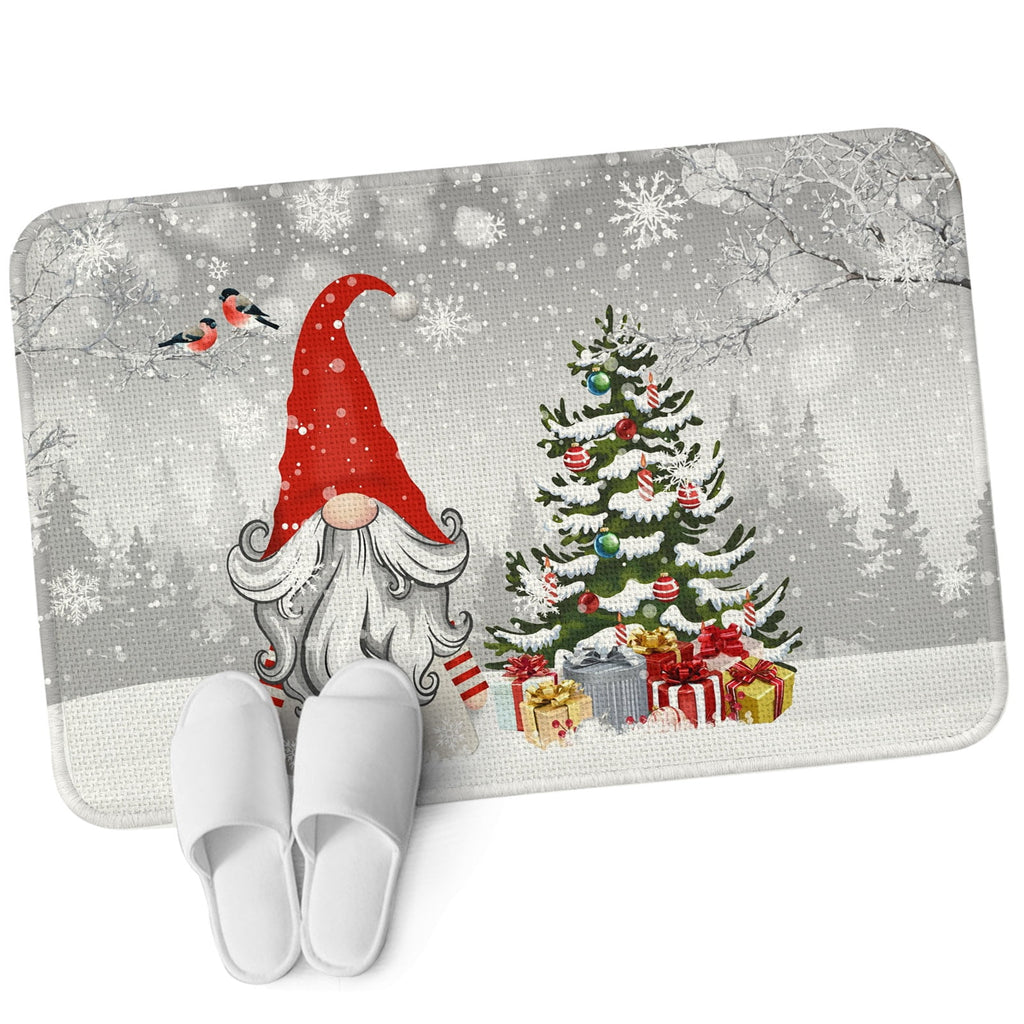 Pink Gnomes Christmas Washable Area Rugs for Living Room Bedroom, Large Non Slip Indoor Floor Carpet Absorbent Xmas Tree Gifts Winter Snowflake Birds Door Mat Rugs for Bathroom Entryway 47.2"x63"
