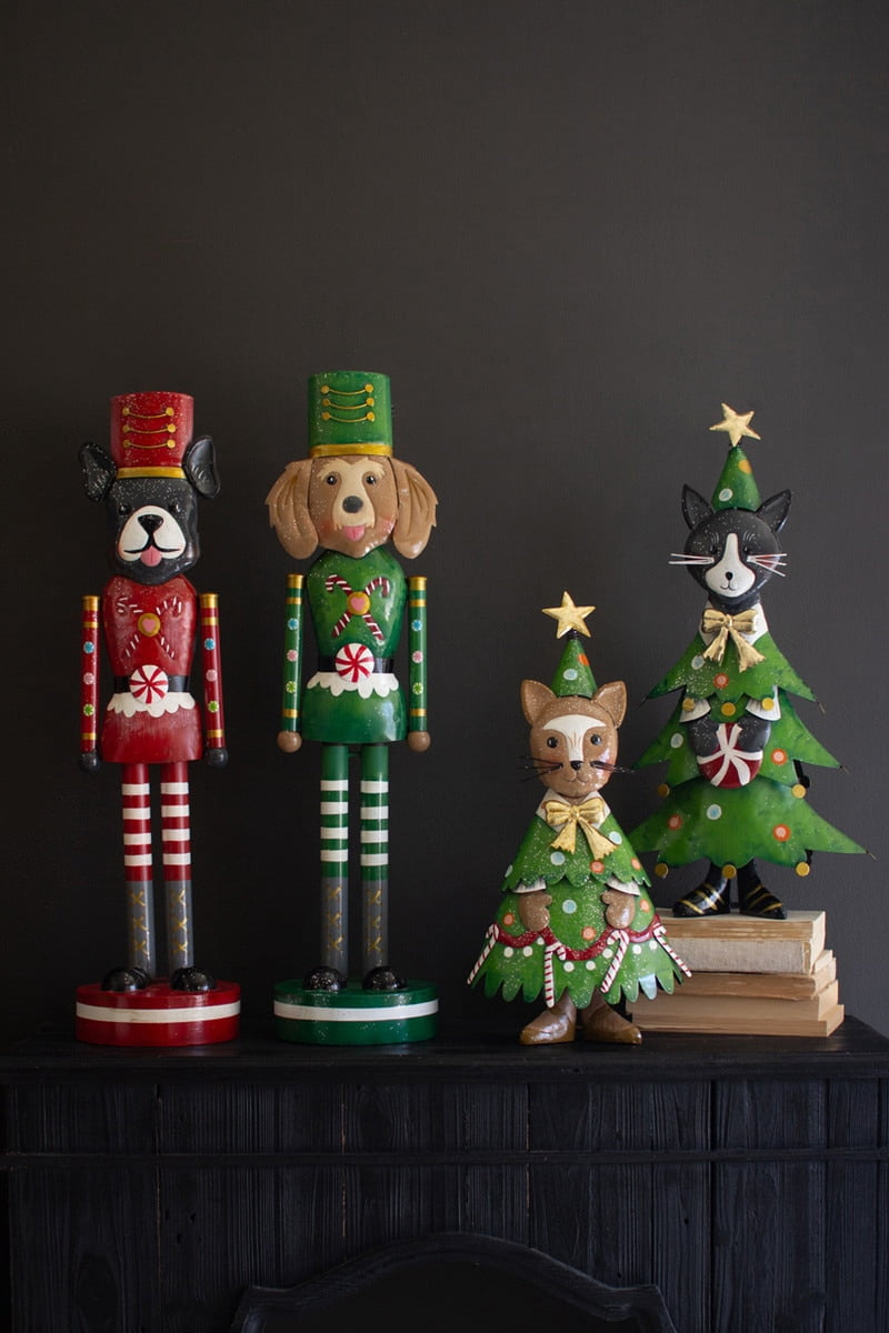 Kalalou Set of Two Painted Metal Christmas Dog Nutcrackers – Holiday Decor