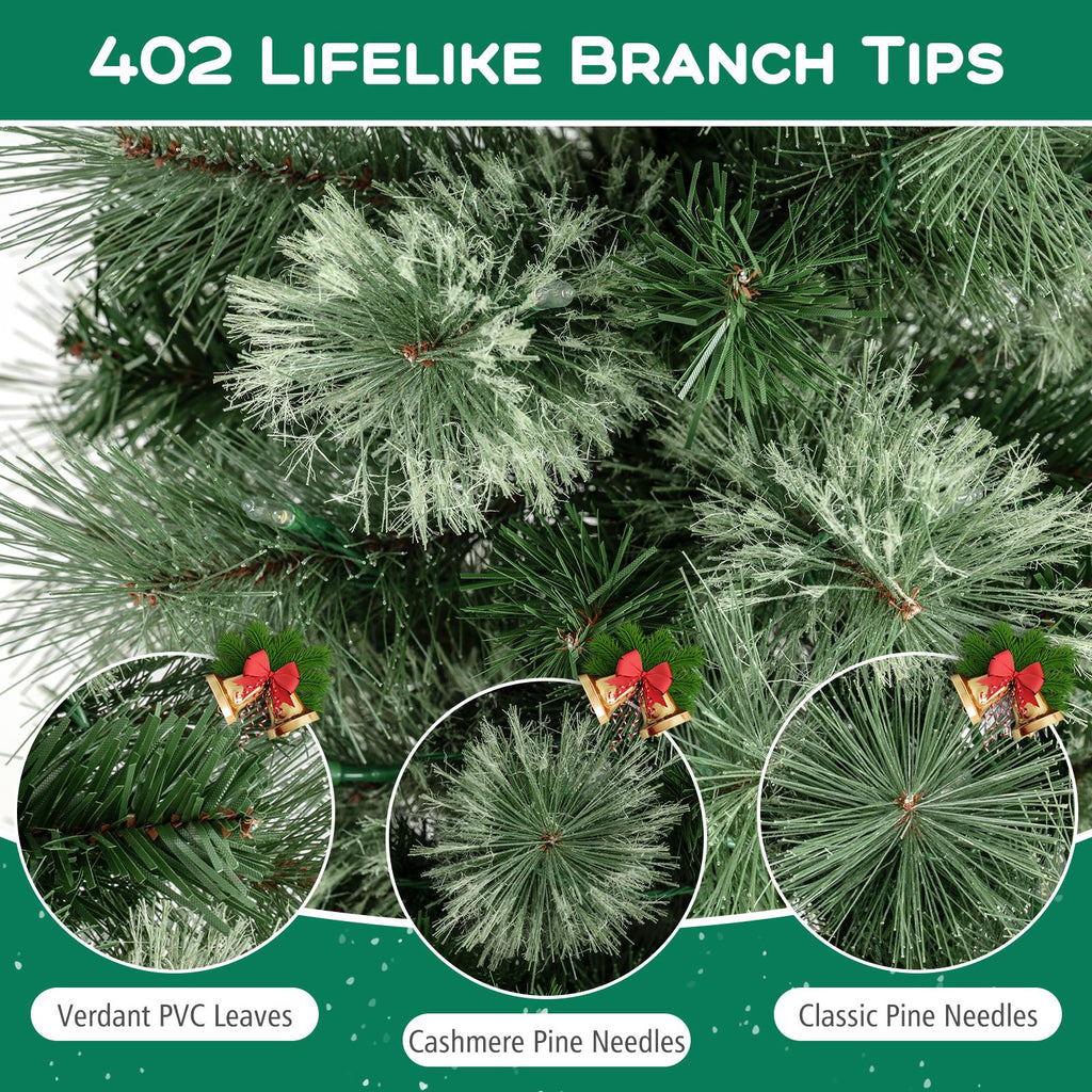Costway 7 FT Pre-Lit Pencil Artificial Christmas Tree with 150 LED Warm White Lights,8 Modes
