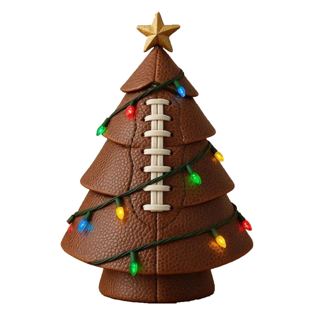 Football Theme Mini Christmas Trees with Lights, Tabletop Small Christmas Tree Ornaments Lighted, Xmas Tree with LED Lights for Desk Table Top Party Festival Sports Theme Decorations