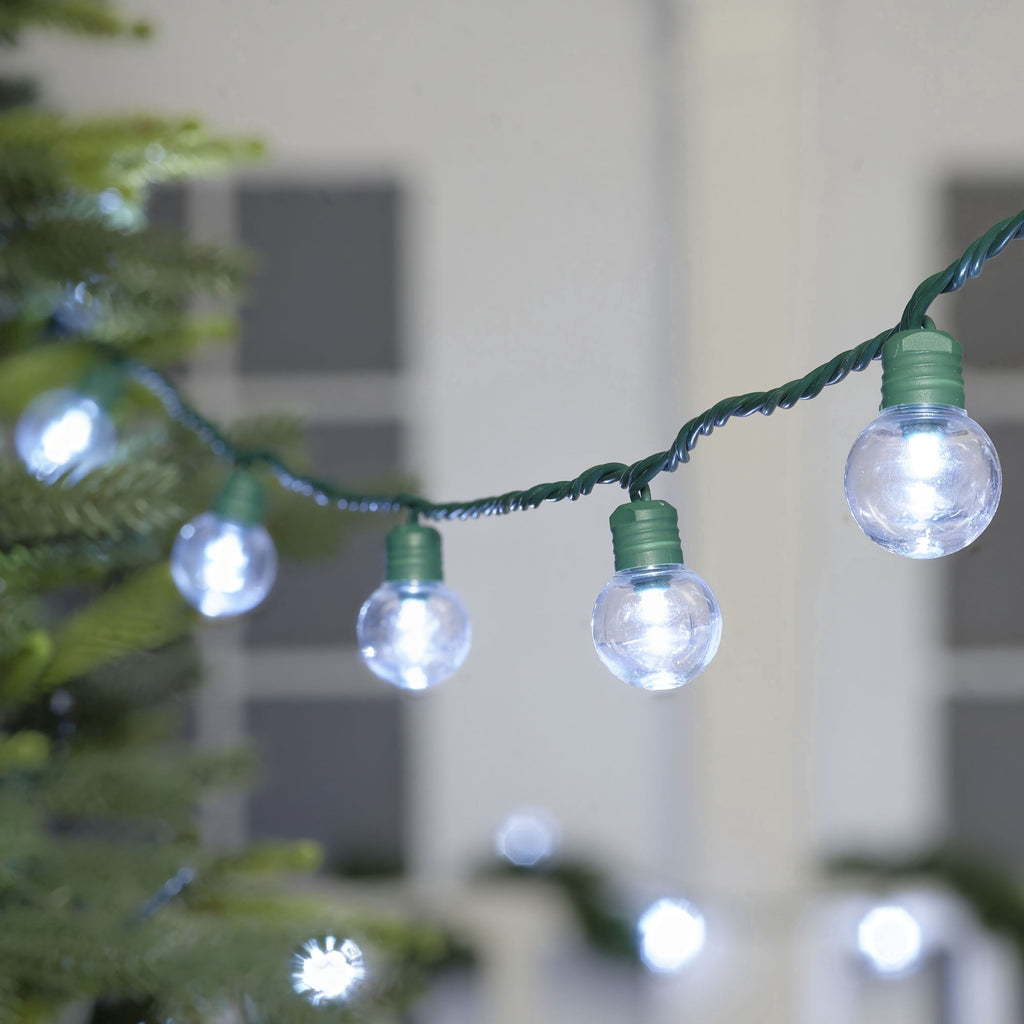 Indoor/Outdoor 100-Count LED Super Bright G30 Christmas String Lights, Warm White, Green Wire, 57', by Holiday Time