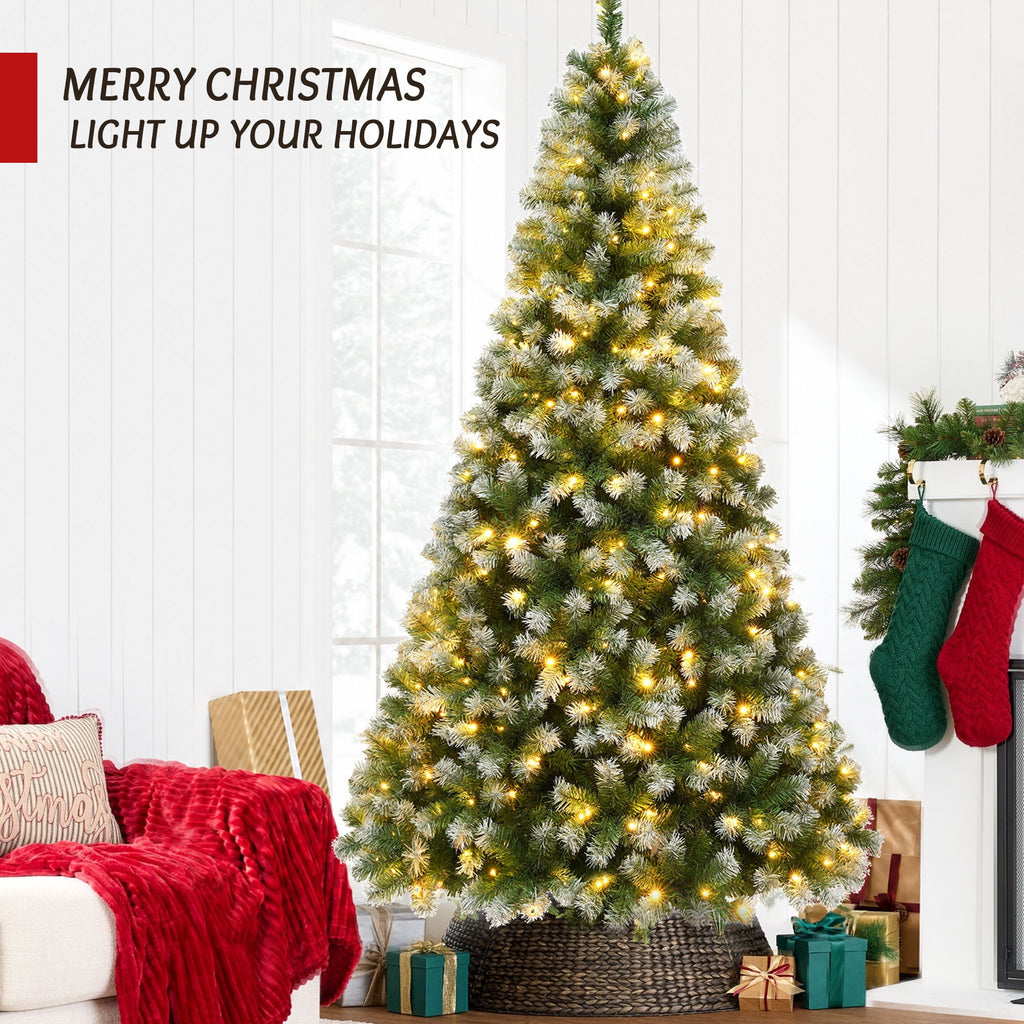 Yexmas 6ft Pre-Lit Green Christmas Tree, 11 Modes Colored LED Lights, Artificial Xmas Tree with Large Storage Bag