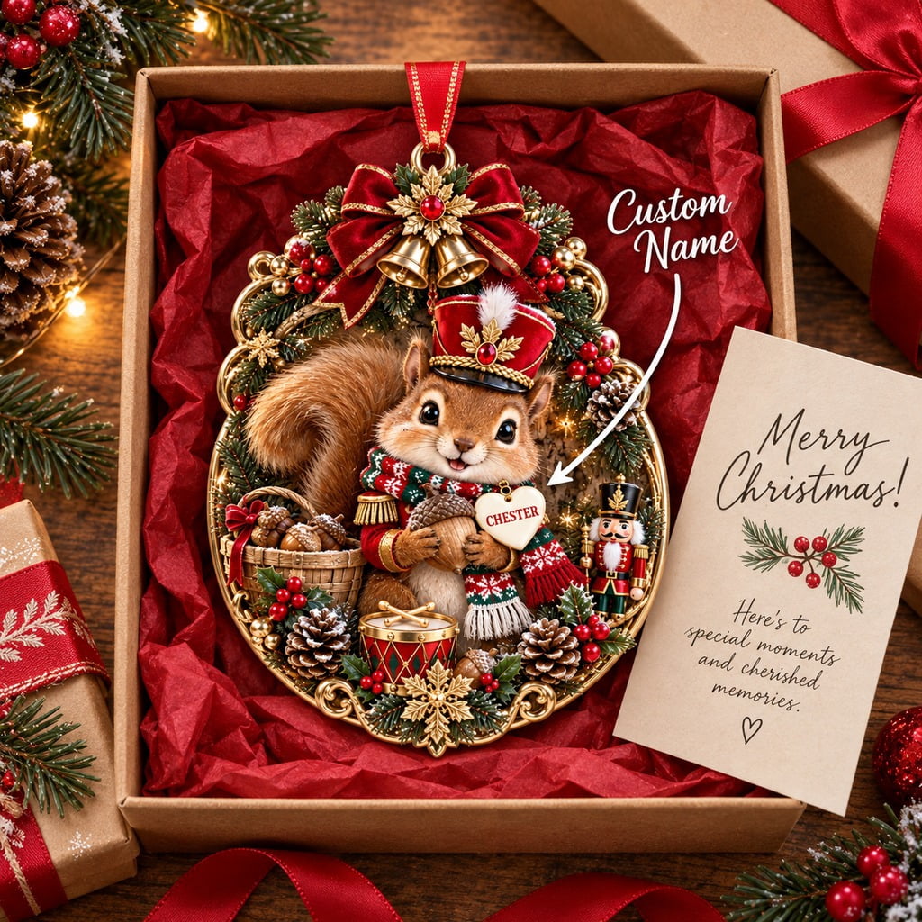 Personalized Christmas Ornament Squirrel Nutcracker Tree Decor