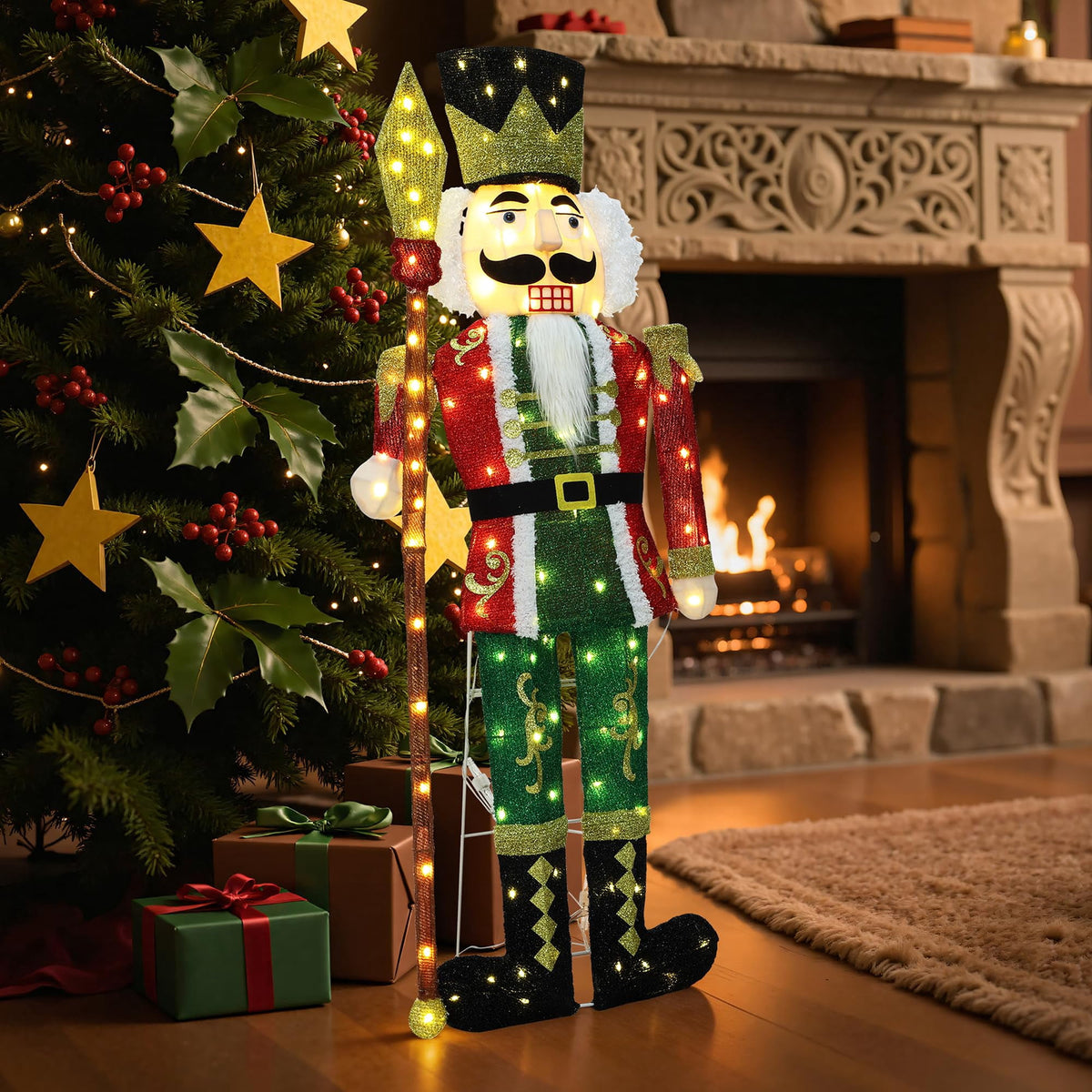 Langford Pre-lit 4ft Glittery Nutcracker Soldier Christmas Decoration