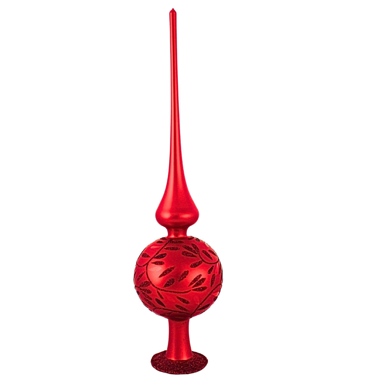 Inge Glas Red Delights Matte Finial Glass Tree Topper Christmas 20084T032