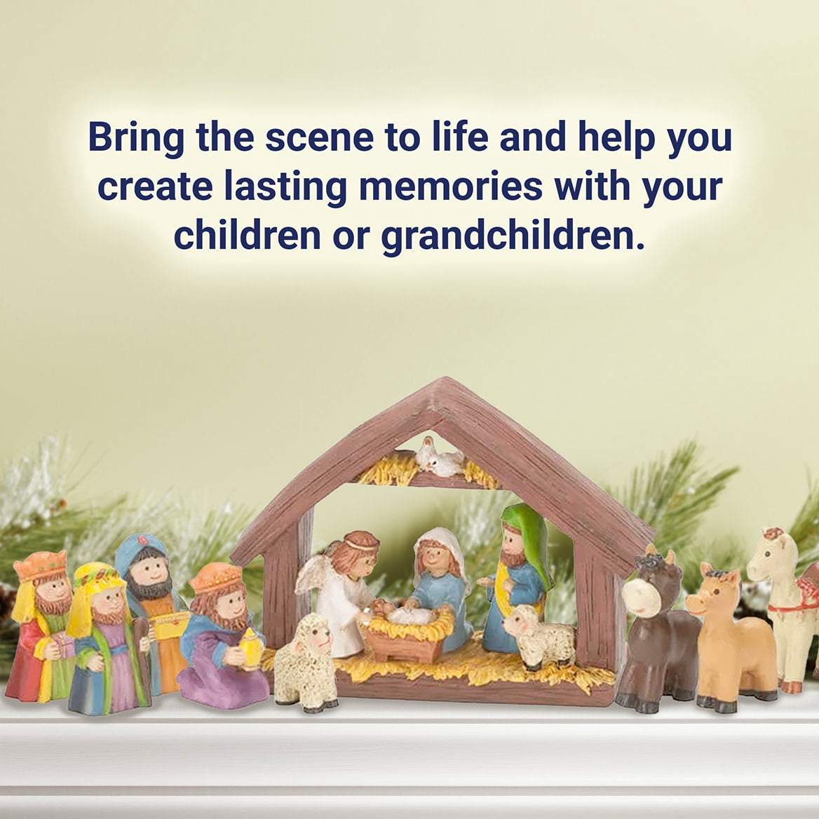 Holiday Peak Handpainted Resin Tabletop Nativity Scene - Set Includes 5"x6" Manger, Plus 8 Nativity Pieces - Perfectly Sized Christmas Decoration