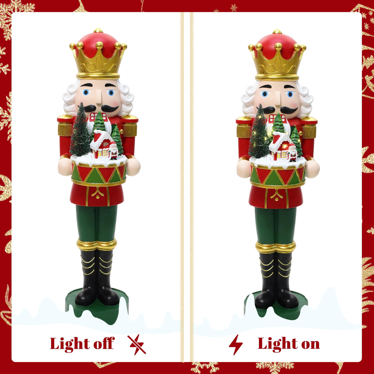 Langford Home Battery-Operated Prelit Nutcracker Soldier Statue Holding Christmas Miniature Landscape