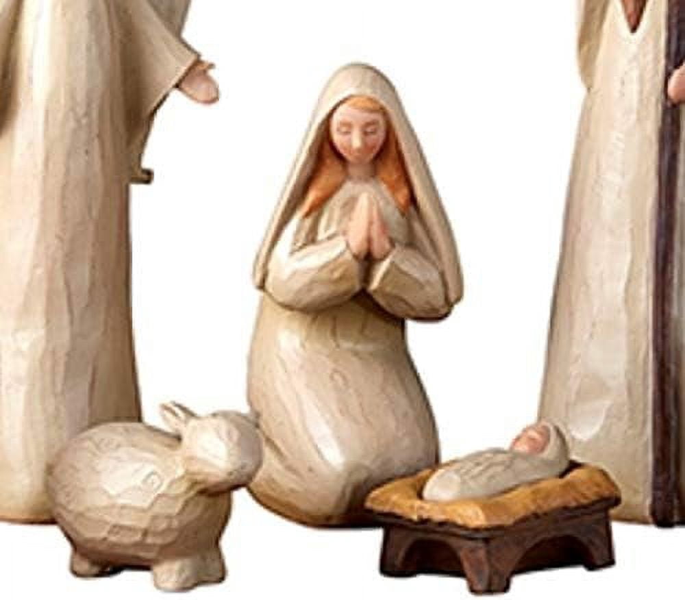 Wood Finish Christmas Nativity Scene Figures Set, 8 Piece Set