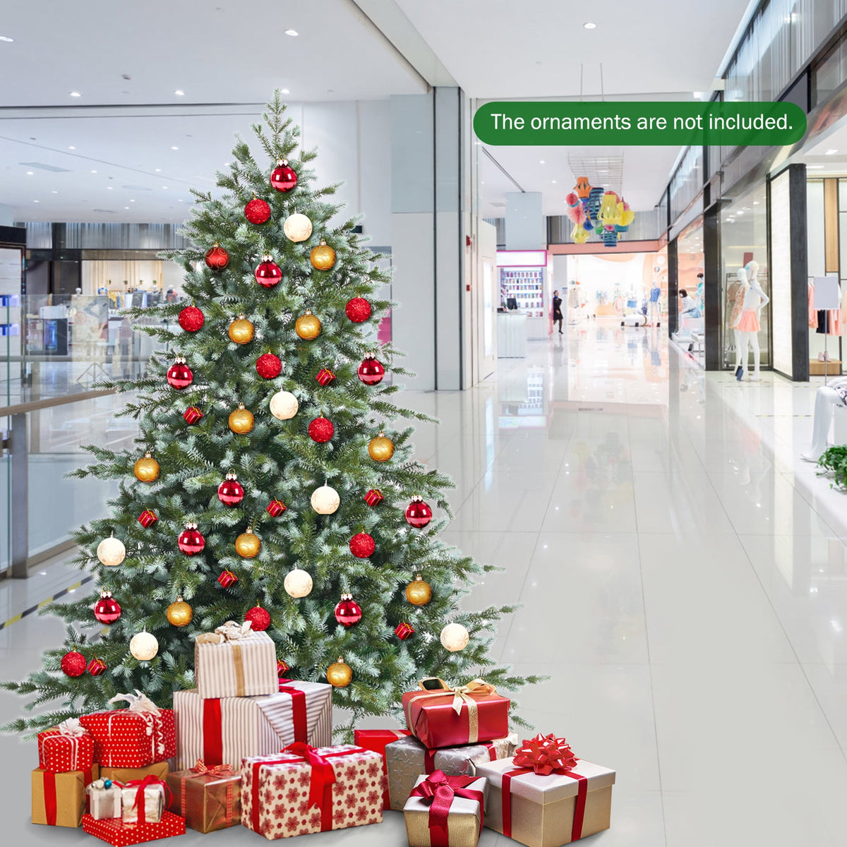 Gymax 7 Ft Artificial Christmas Tree Unlit Hinged Xmas Tree w/ Metal Stand