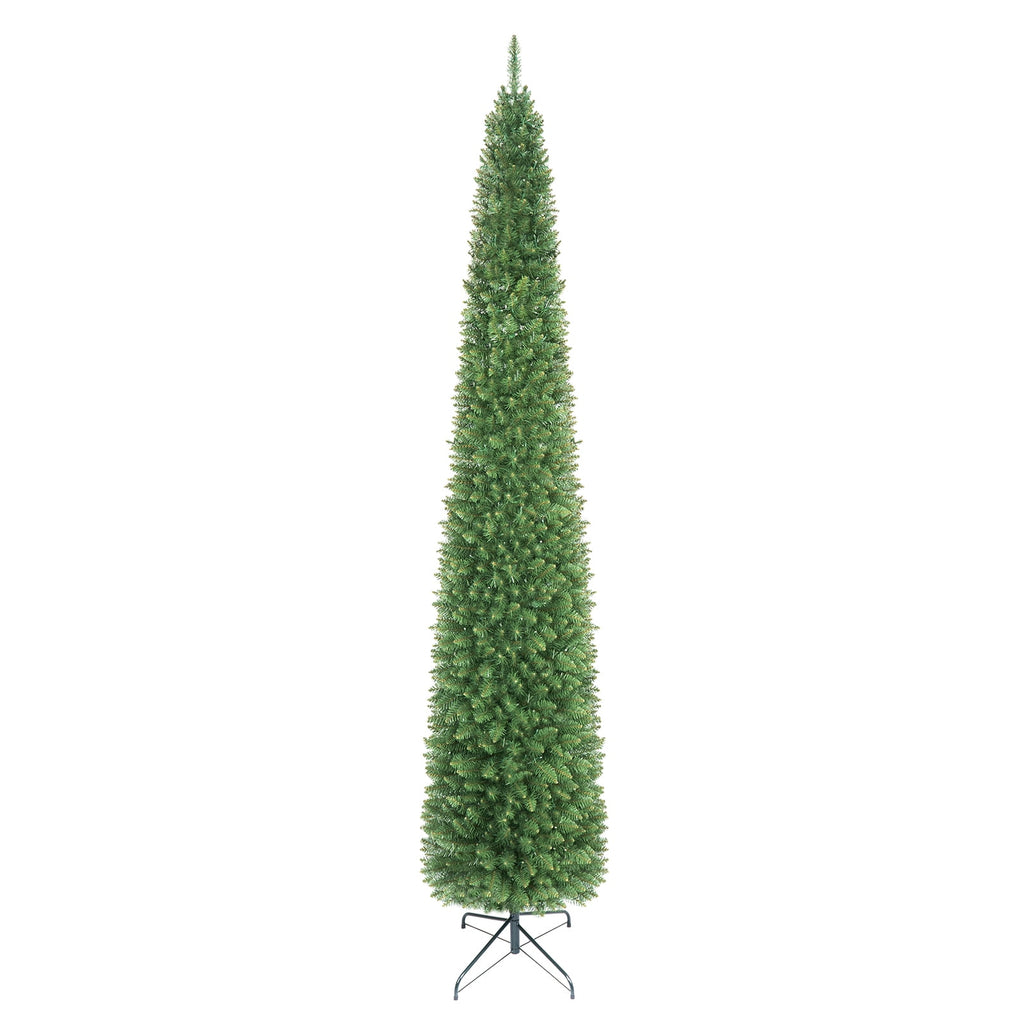 Costway 6 FT Pencil Christmas Tree Pre-Lit Folding Metal Stand Green
