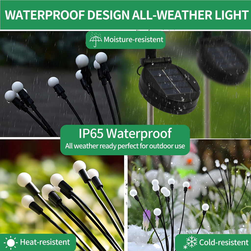 TopZoo Solar Garden Stake Lights, Solar Firefly Lights Outdoor Decorative Waterproof for Outside Backyard Decor, Yard Decor, Garden Decor, Christmas, Warm White Round LED Bulb, 4 Packs