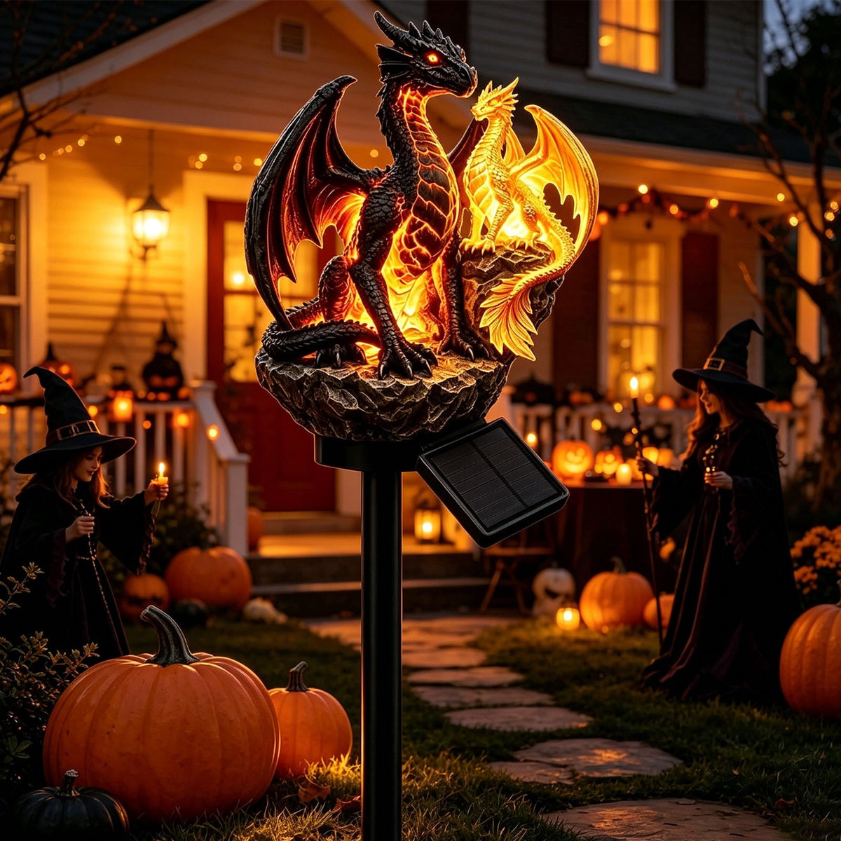 Clearance! Solar Garden Lights, 17 Inch Solar Dragon Stake Light Outdoor Waterproof, Mythical Dragon Statue with LED Glow for Patio Pathway, 1Pack