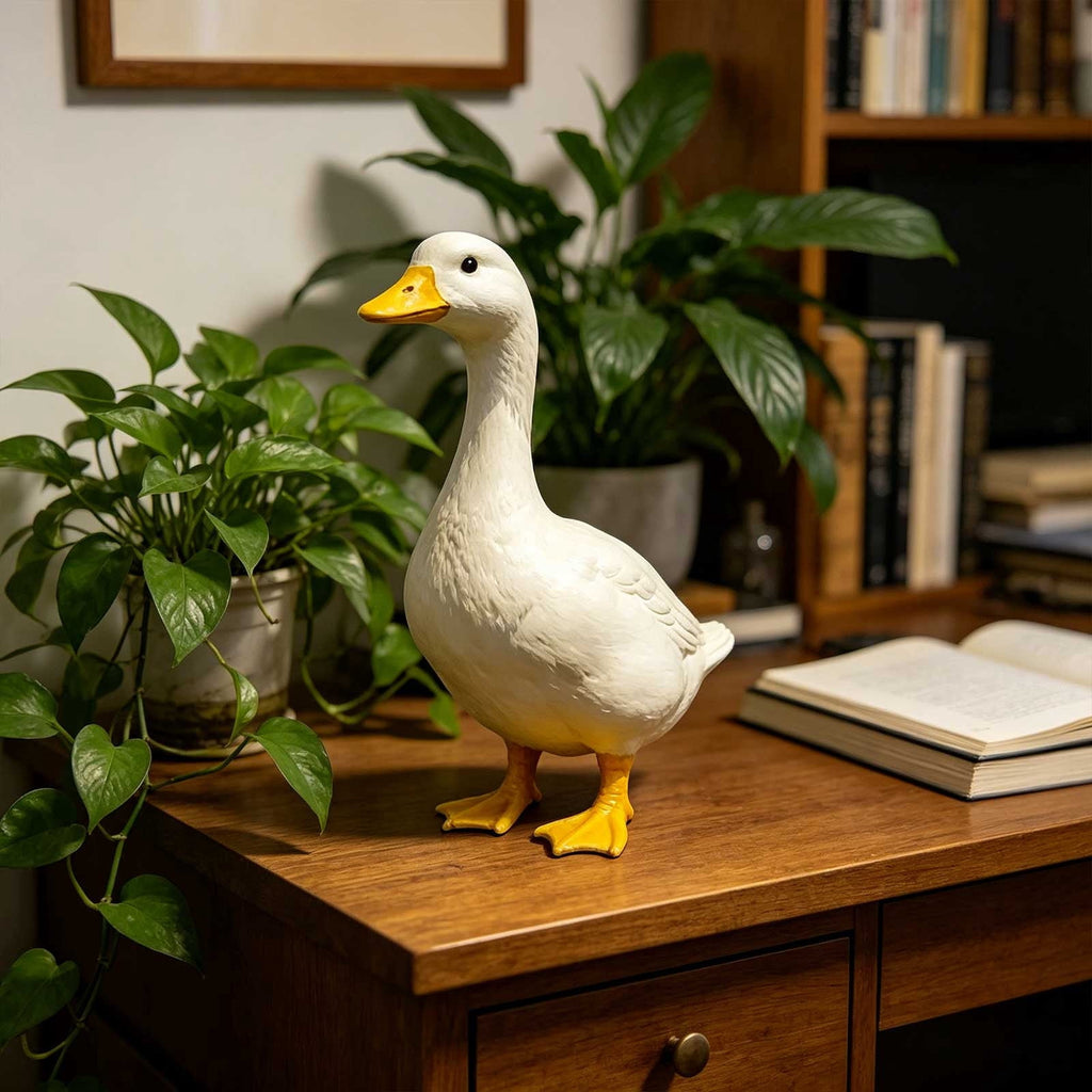 CHJK Hand-Painted Large Porch Goose Statue, Eye-catching Christmas Resin Goosey Ornaments Figurine, Compact Tabletop Ideal For Holiday Parties And Family Decor Must Have Christmas Gift