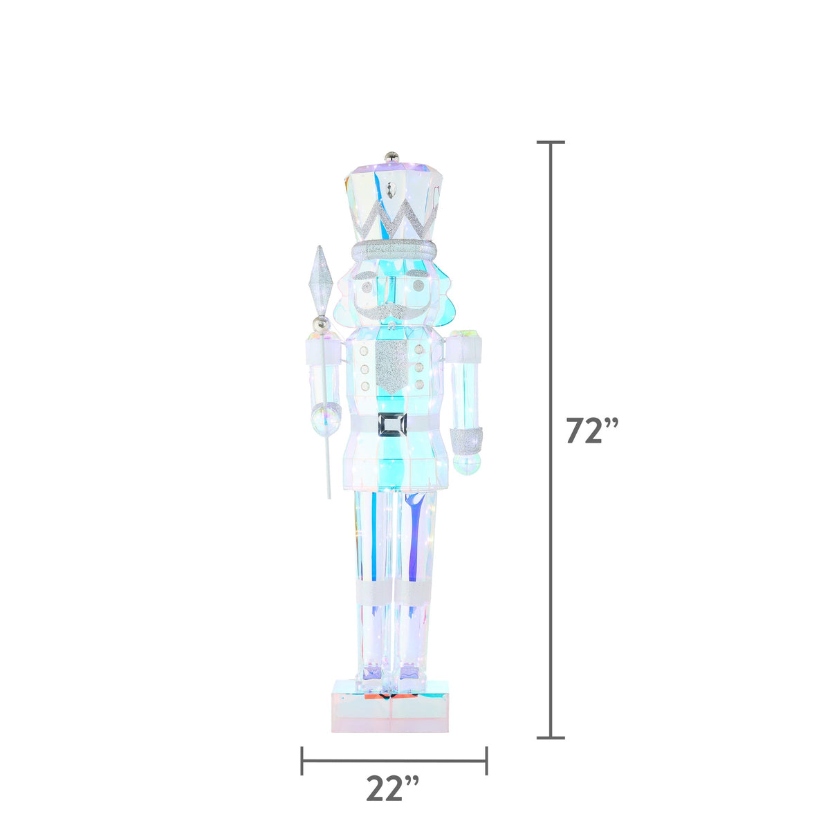 LED Lighted Prism Nutcracker Christmas Decoration, Iridescent, 72", by Holiday Time